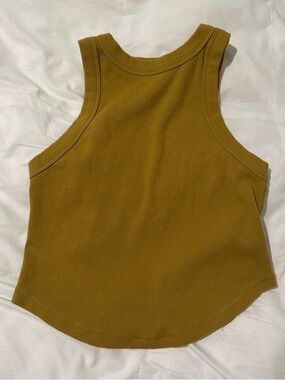 Free People Ribbed Crop Tank in Mustard